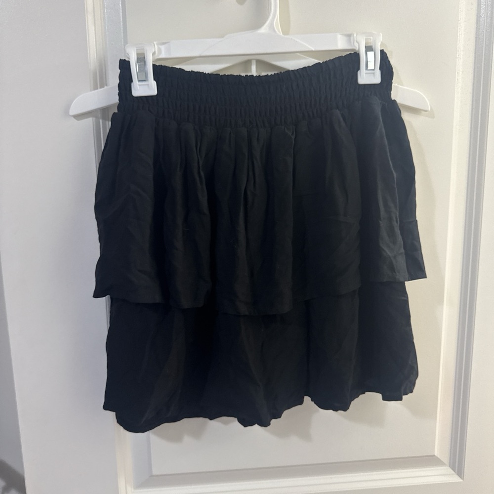 Black Tiered Mini Skirt